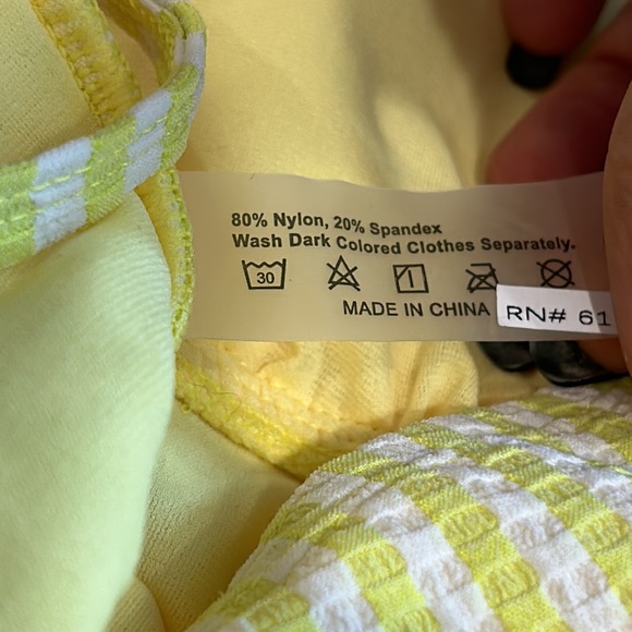 Yellow Striped Women's One Piece Swimsuit - Picture 4 of 4